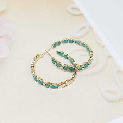 Seyla - Opal Drop Hoop Earrings