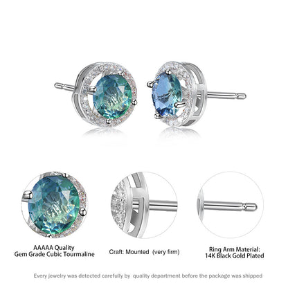 Round-Cut Halo Stud Earrings