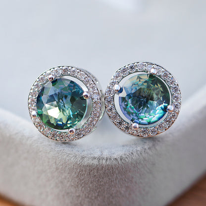 Round-Cut Halo Stud Earrings
