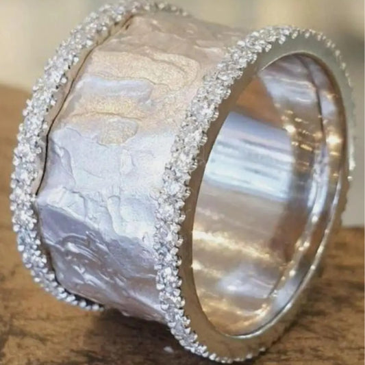 Sculpted Texture Wide Band Ring