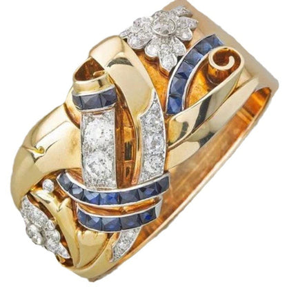 Floral Openwork Enamel Statement Ring