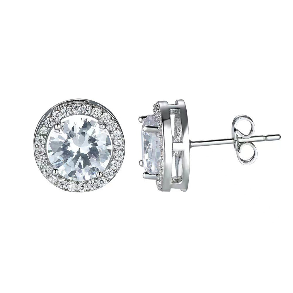 Round-Cut Halo Stud Earrings