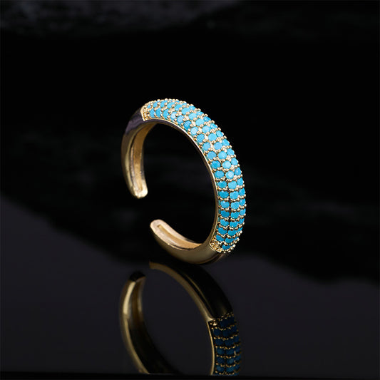 Turquoise Geometry Open Ring
