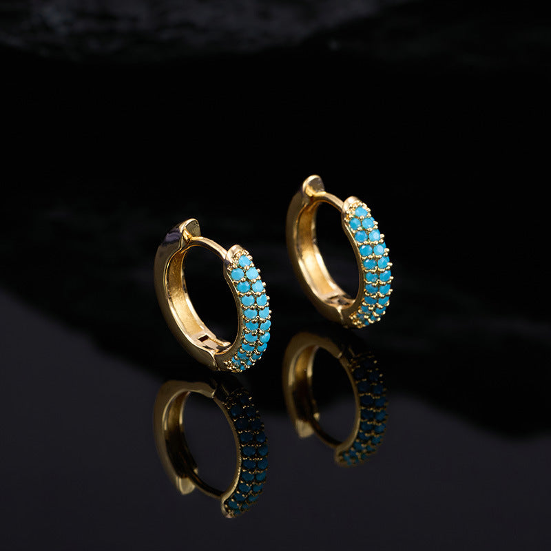 Turquoise Geometry Hoop Earrings